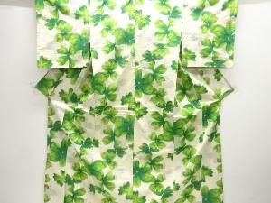 未使用品　花模様織出し十日町紬着物